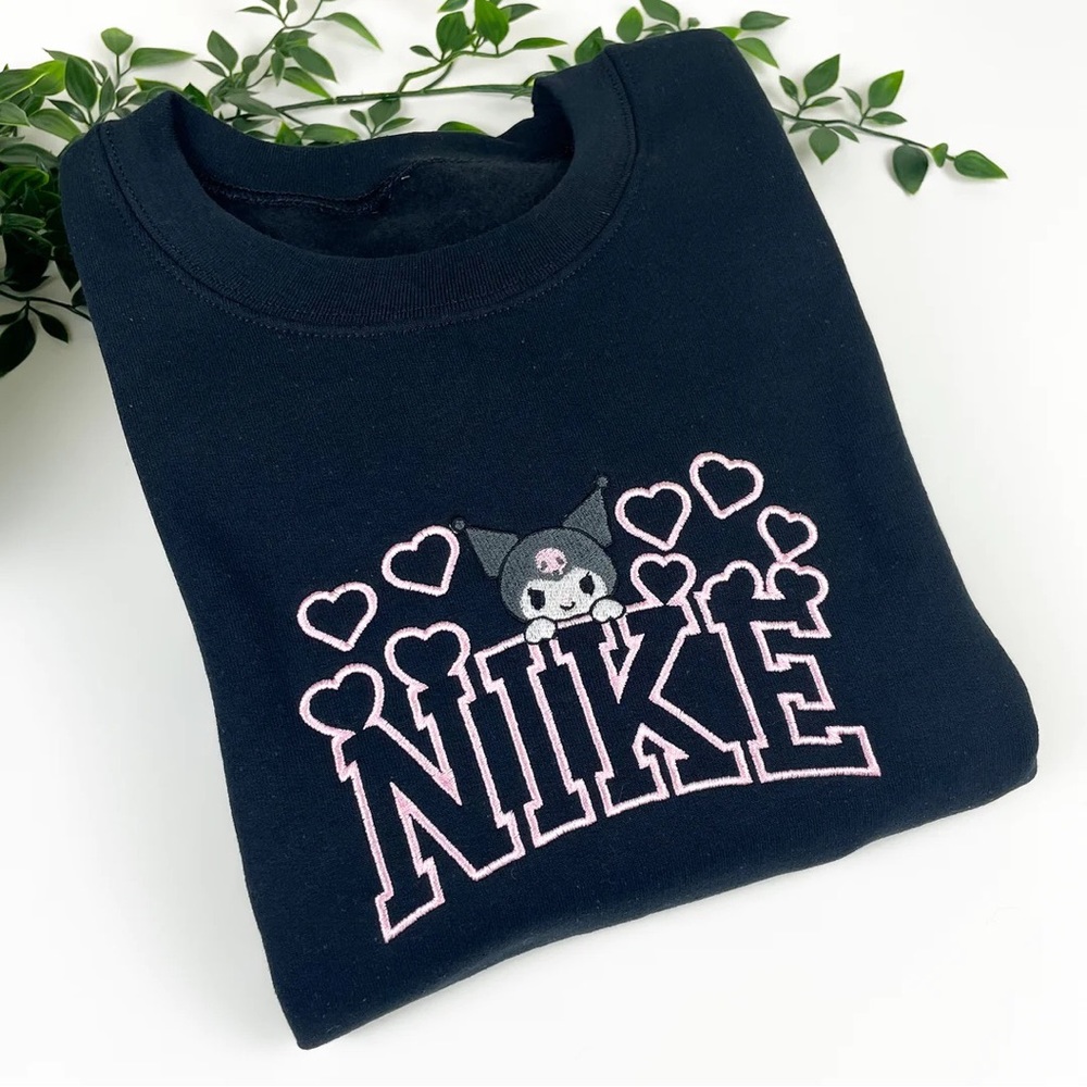 BLACK NIKE SWEATSHIRT KUROMI| Embroidered
